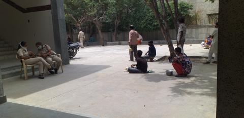 Food distribution at MCD school jj colony bawana